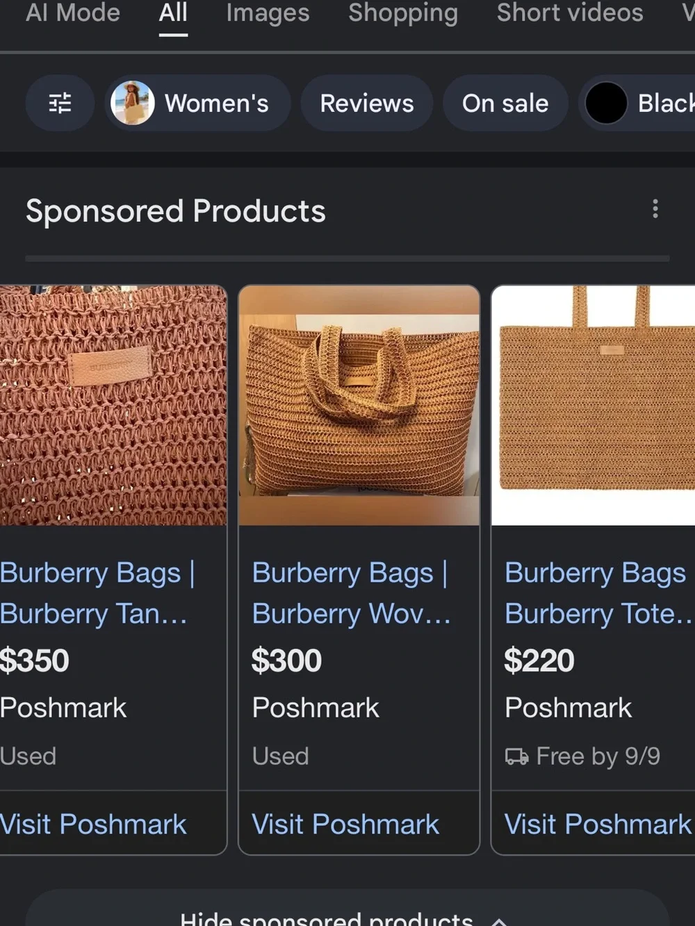 Burberry Woven Tote Bag in Camel Brown